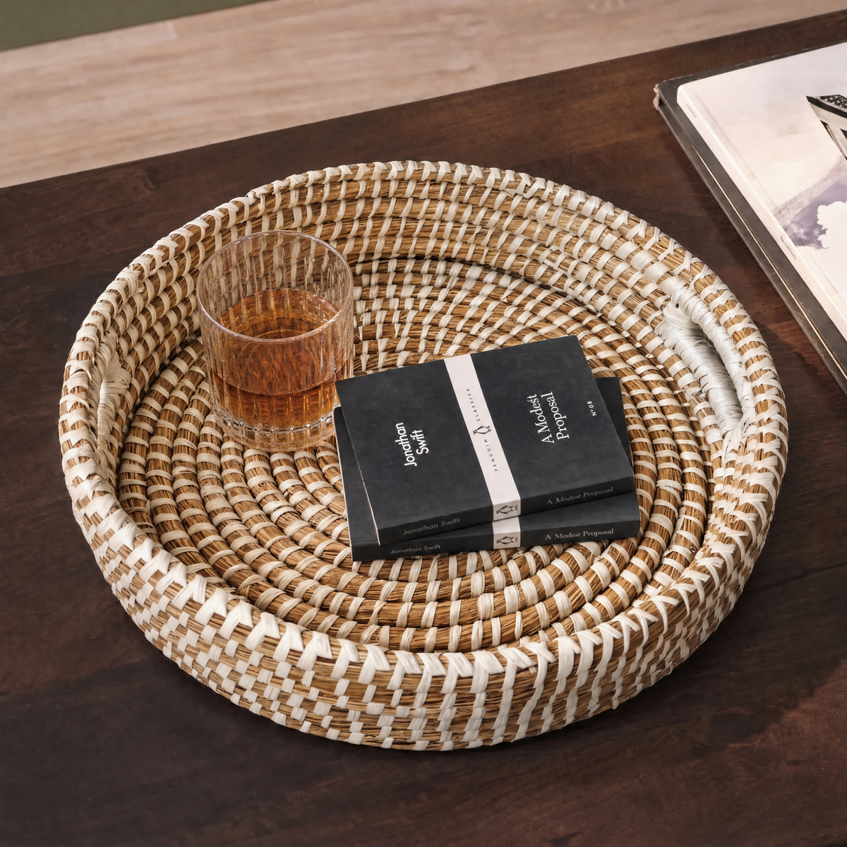 Kalna 35cm Round Sea Grass Tray - Natural
