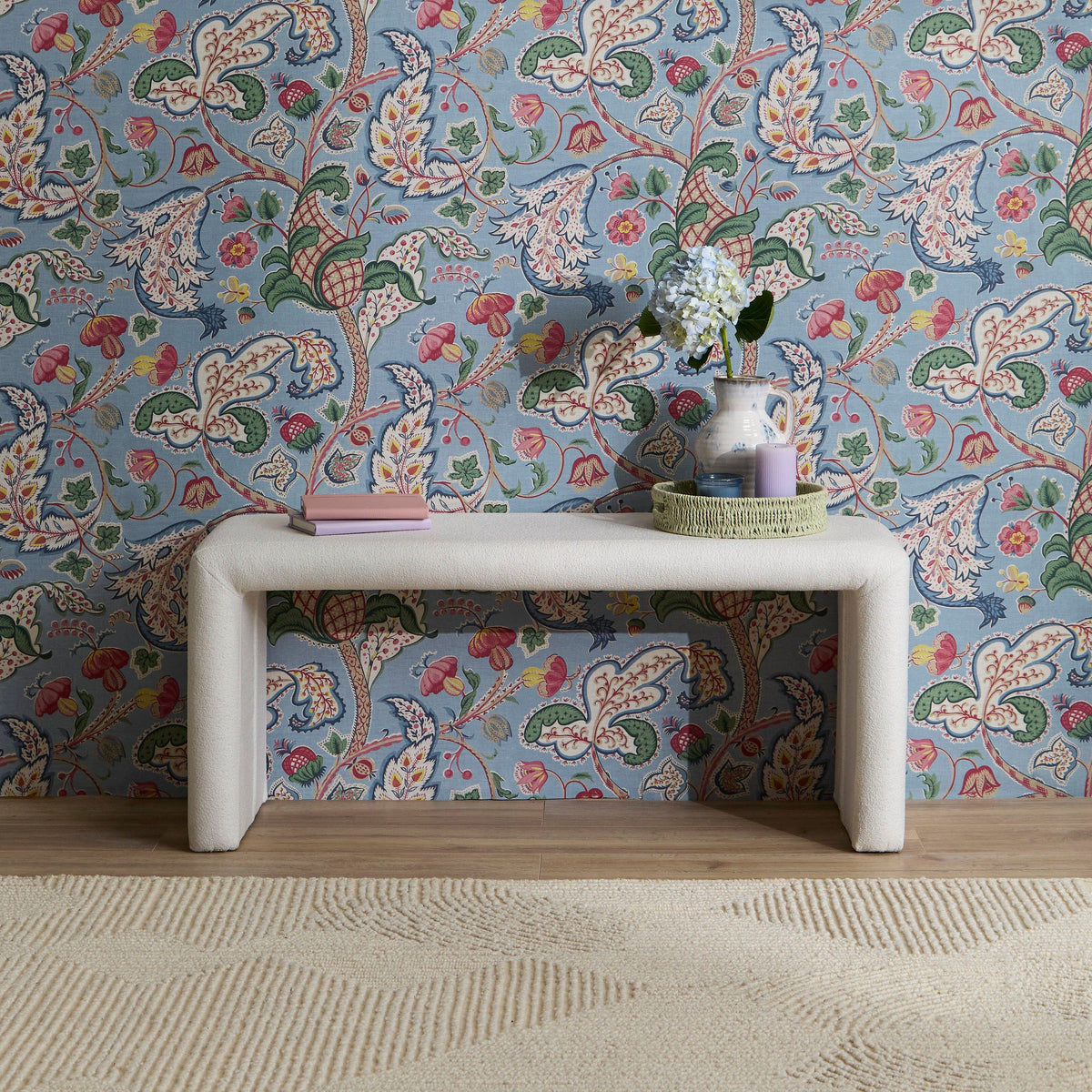 Kamiko Dining Nesting Bench & Stools - Chalk White Boucle - Laura James