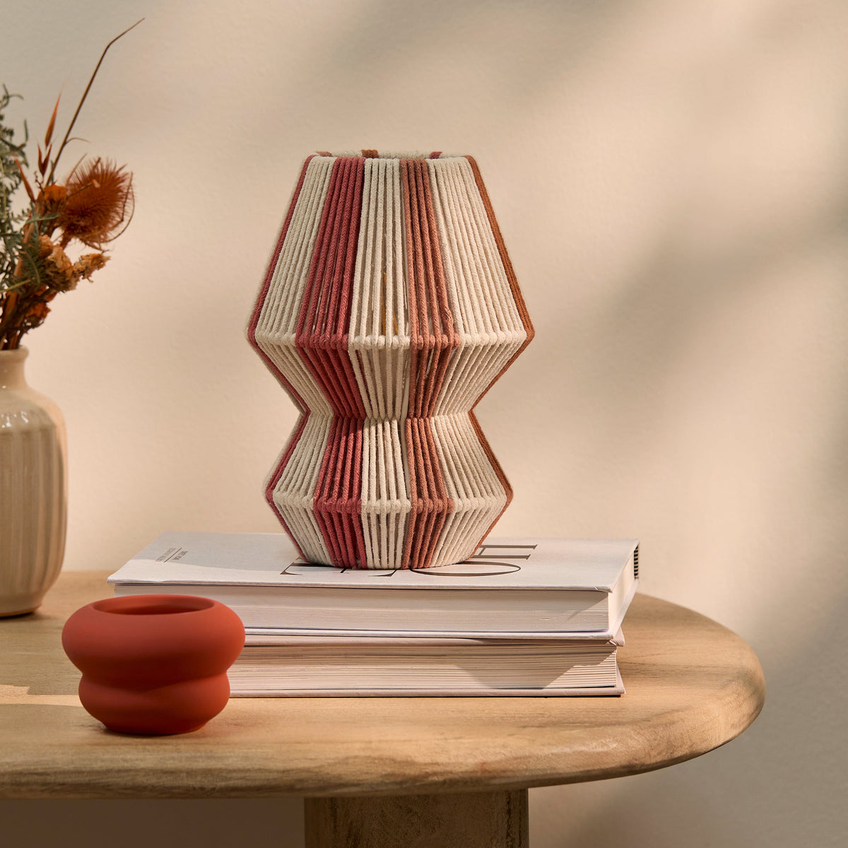 Kateli Paprika Stripe Small Table Lamp - 21cm - Laura James