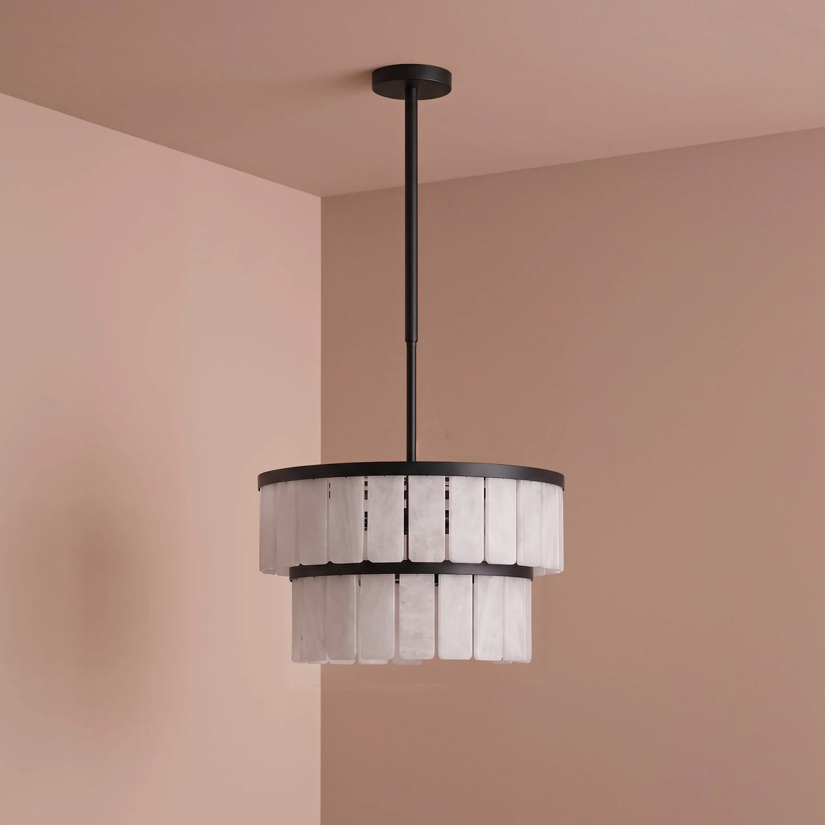 Kinver 43cm Resin Double Chandelier - Black