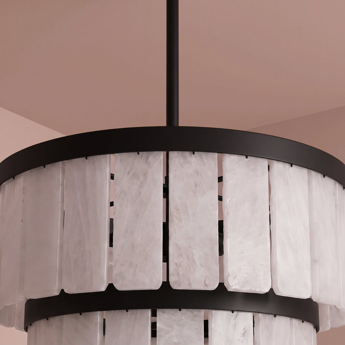 Kinver 43cm Resin Double Chandelier - Black