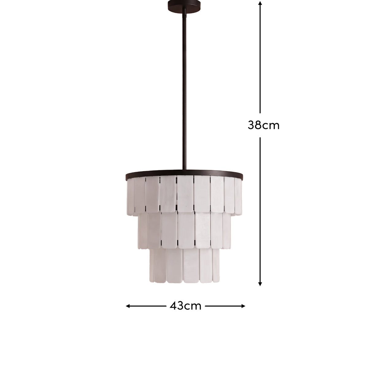 Kinver 43cm Resin Triple Chandelier - Black