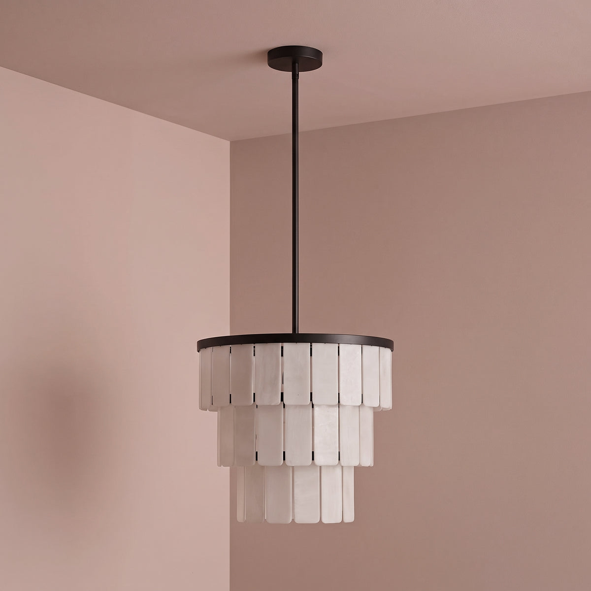 Kinver 43cm Resin Triple Chandelier - Black