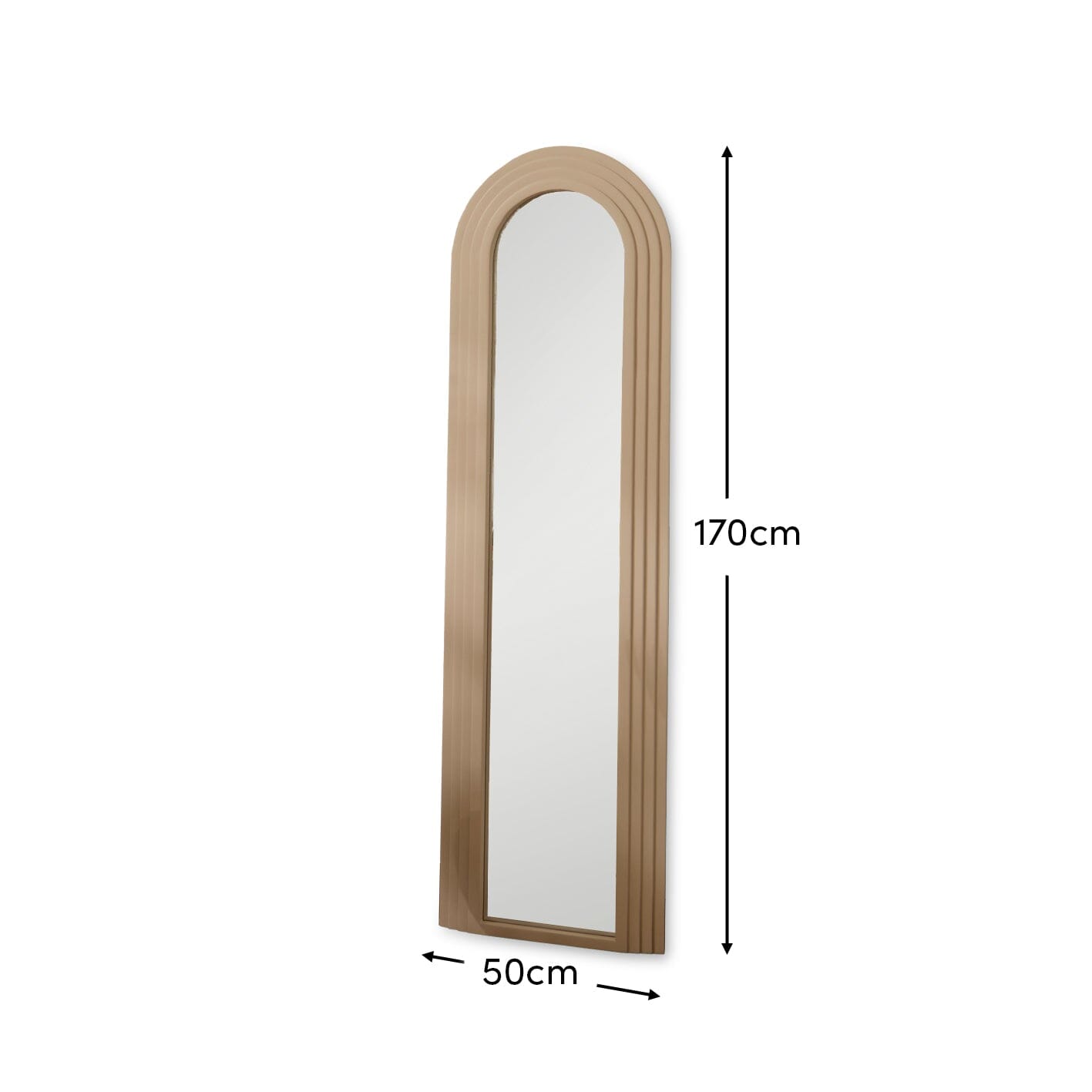 Kubu 170 x 50cm Wooden Arch Mirror - Taupe - Laura James
