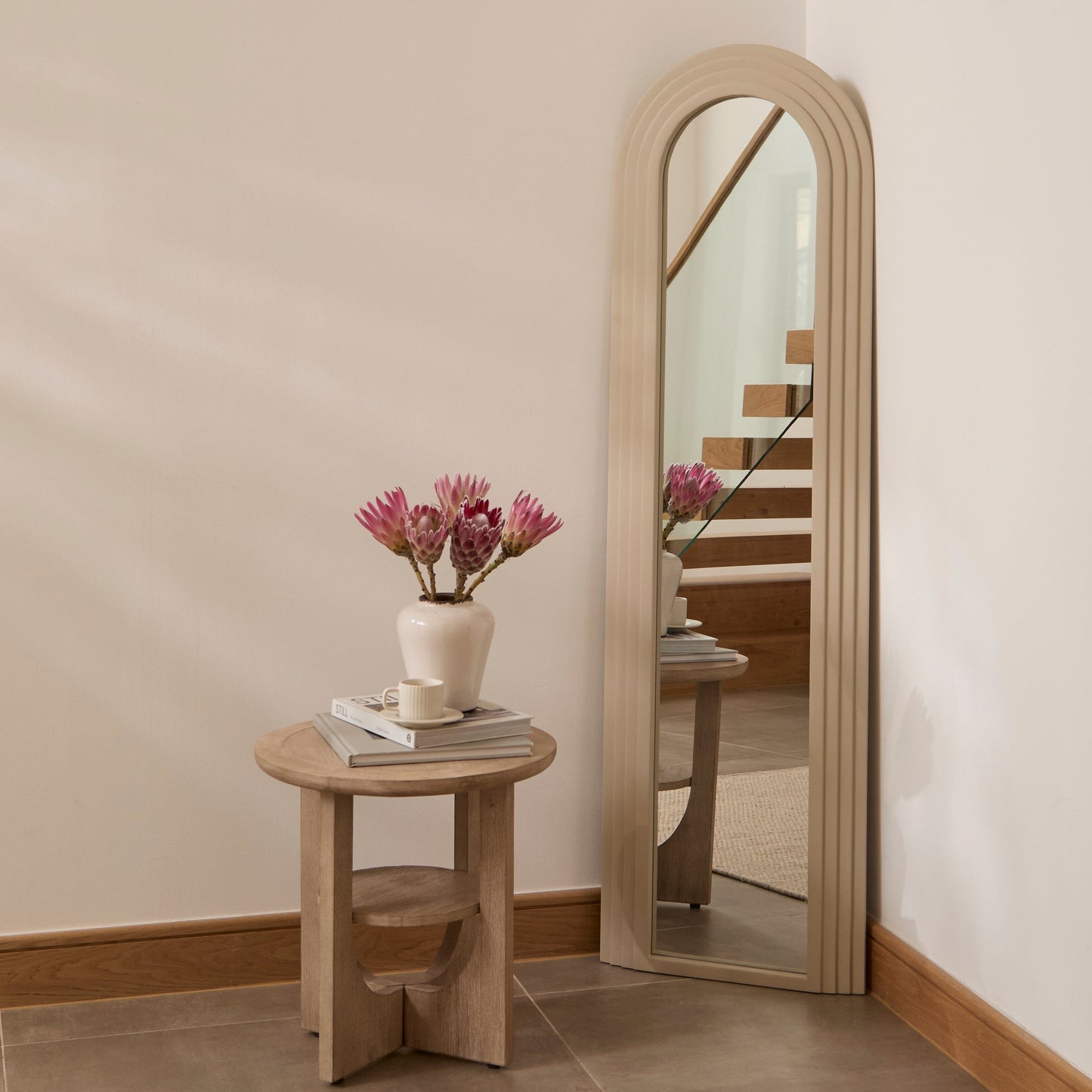 Kubu 170 x 50cm Wooden Arch Mirror - Taupe - Laura James