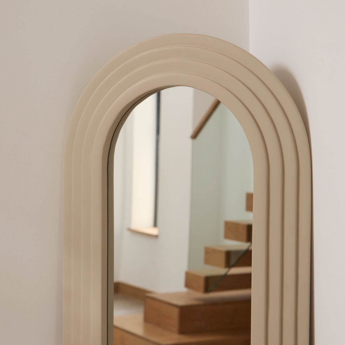 Kubu 170 x 50cm Wooden Arch Mirror - Taupe - Laura James