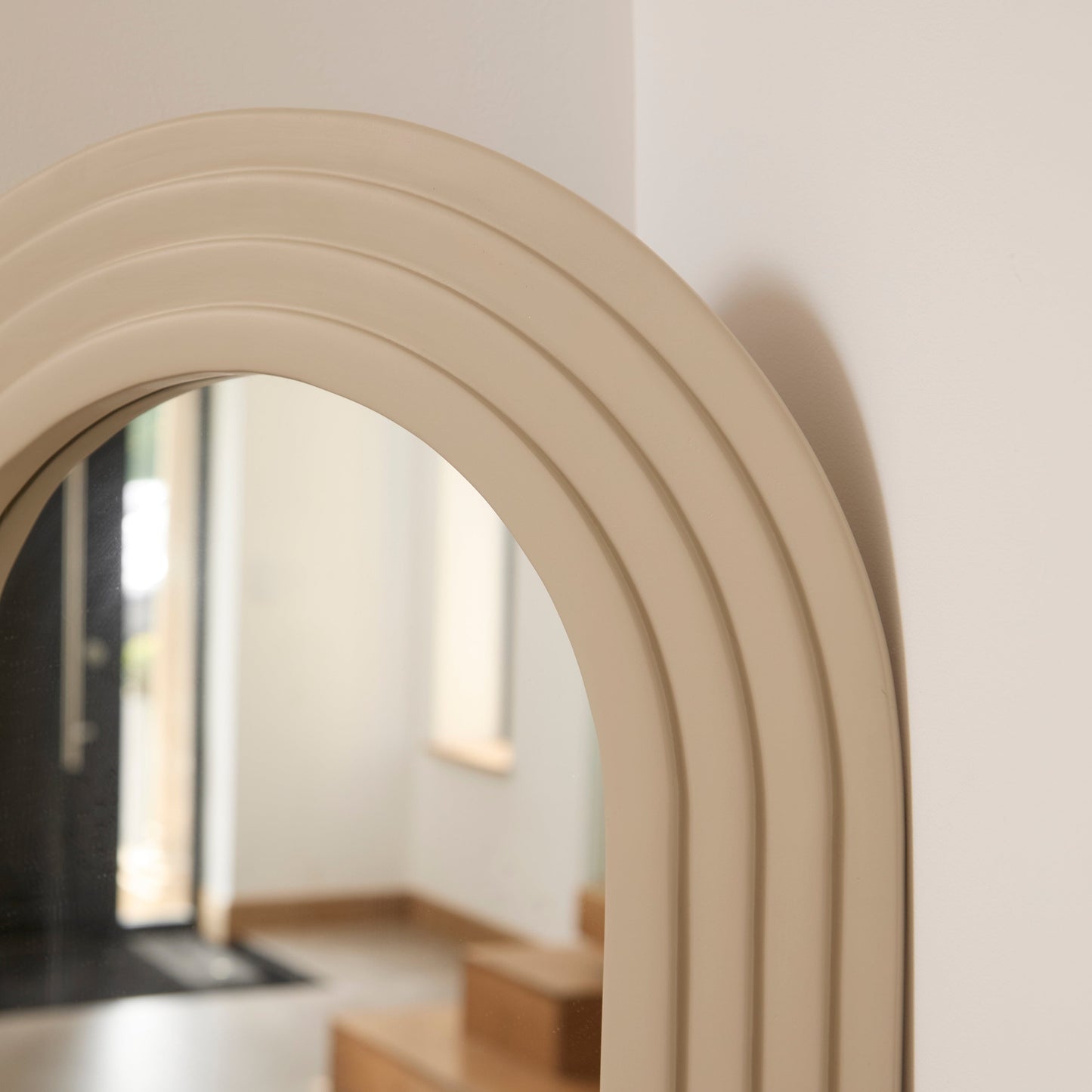 Kubu 170 x 50cm Wooden Arch Mirror - Taupe - Laura James