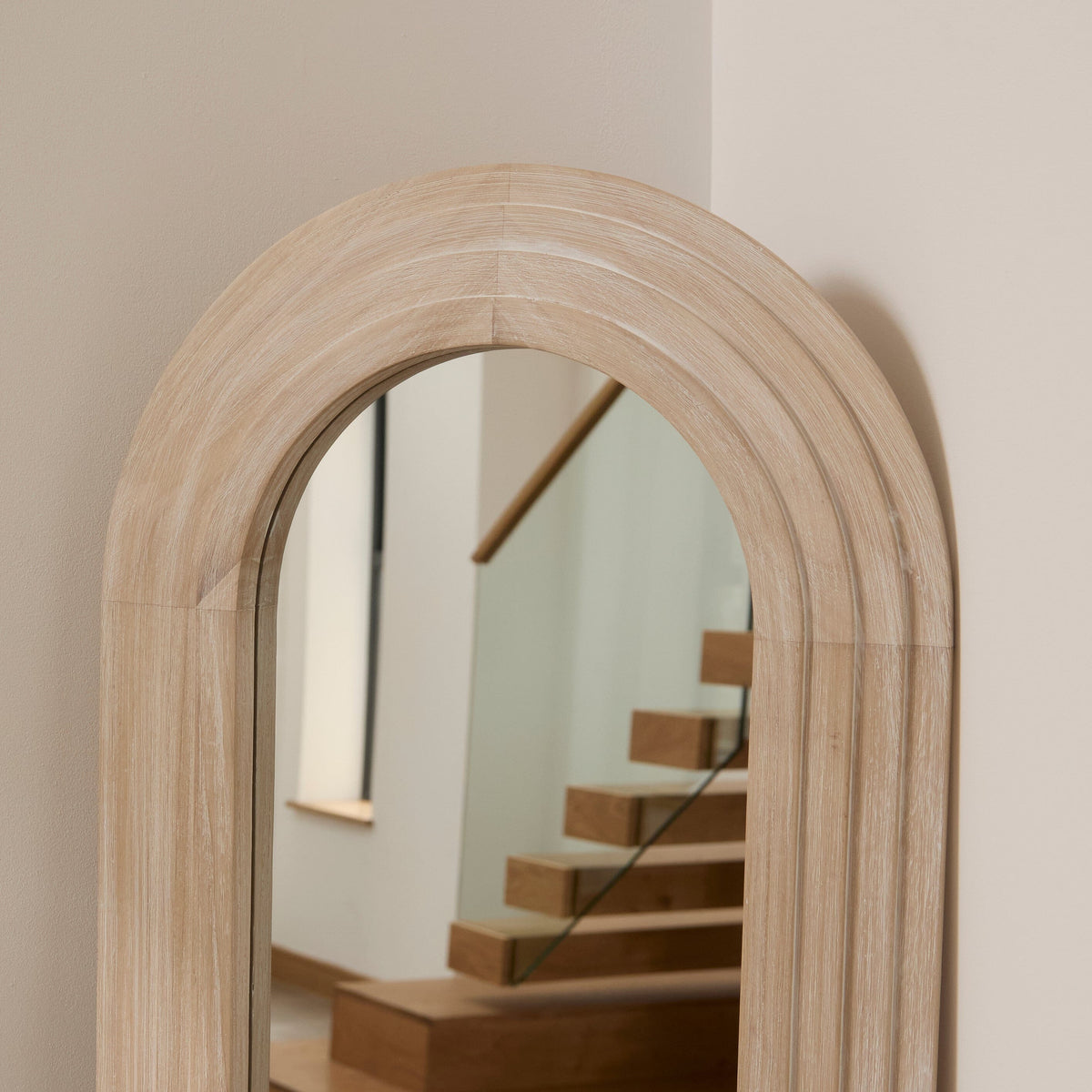 Kubu 170 x 50cm Wooden Arch Mirror - Whitewash - Laura James