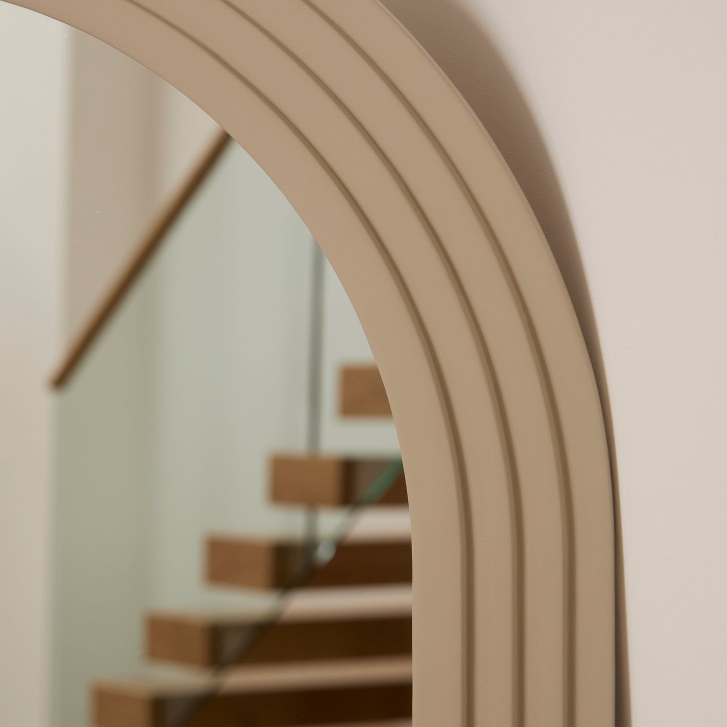 Kubu 180 x 80cm Wooden Arch Mirror - Taupe - Laura James
