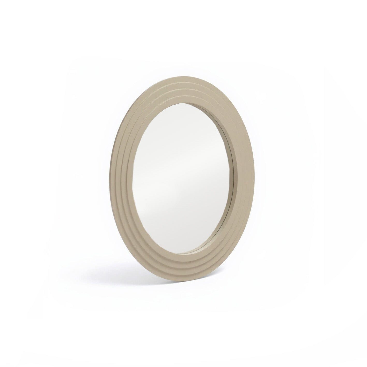 Kubu 70cm Wooden Round Mirror - Taupe - Laura James
