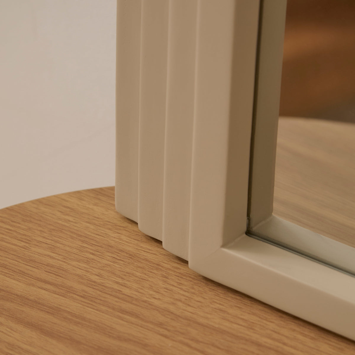 Kubu 90 x 77cmWooden Arch Mirror - Taupe - Laura James