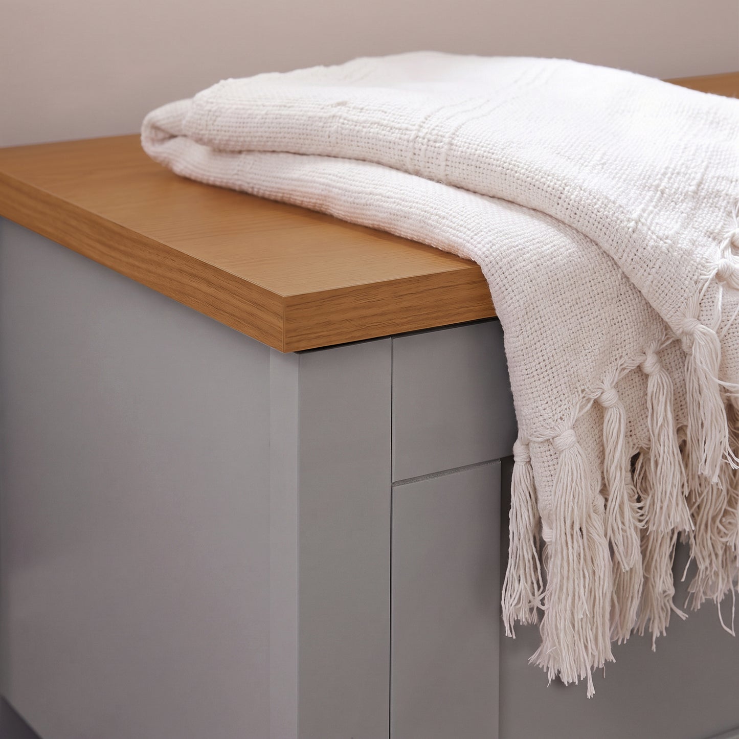 New - Bampton Blanket Box - Stone Grey - Laura James