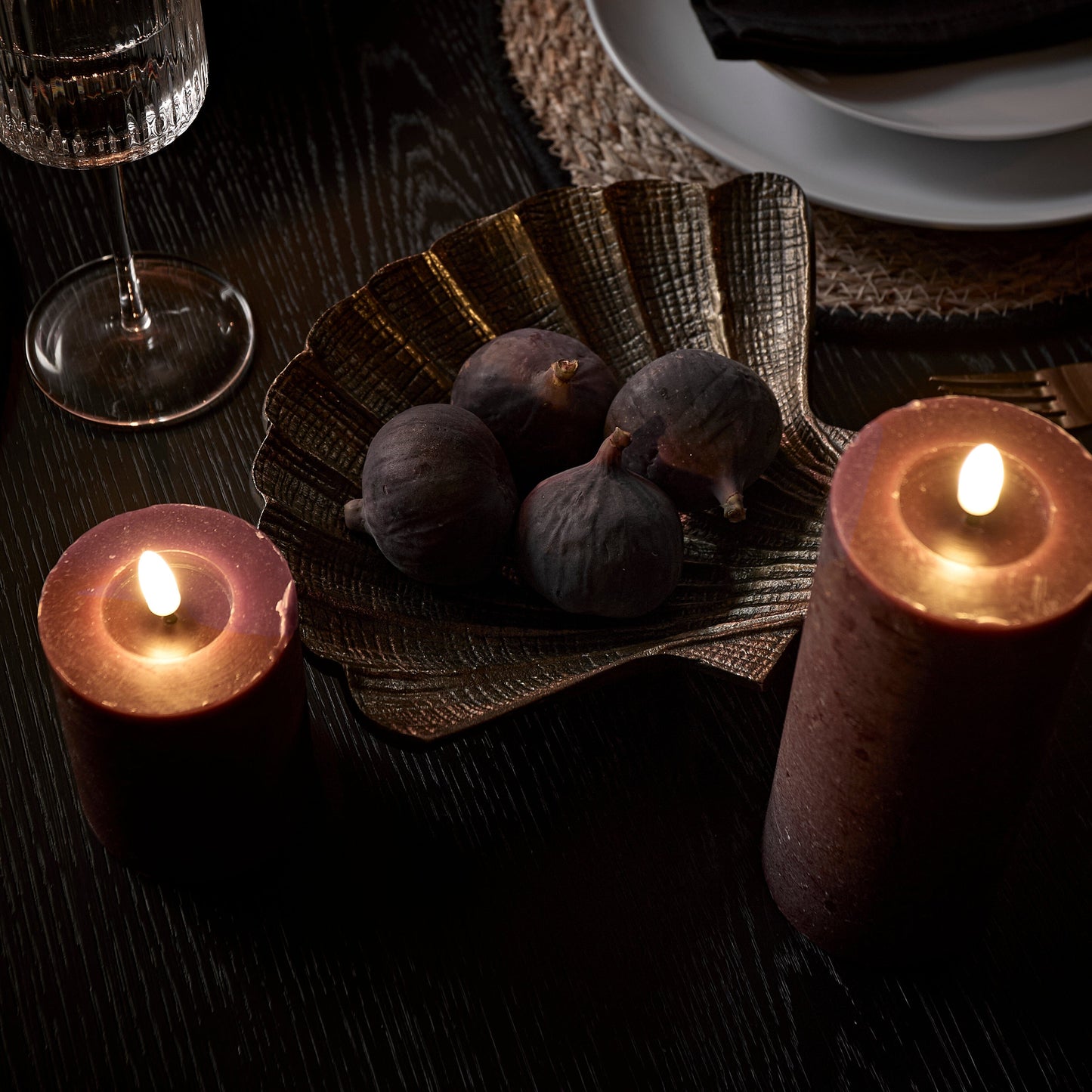 Samsta Battery Pillar Candles - Set of 3 - Burgundy Red - Laura James