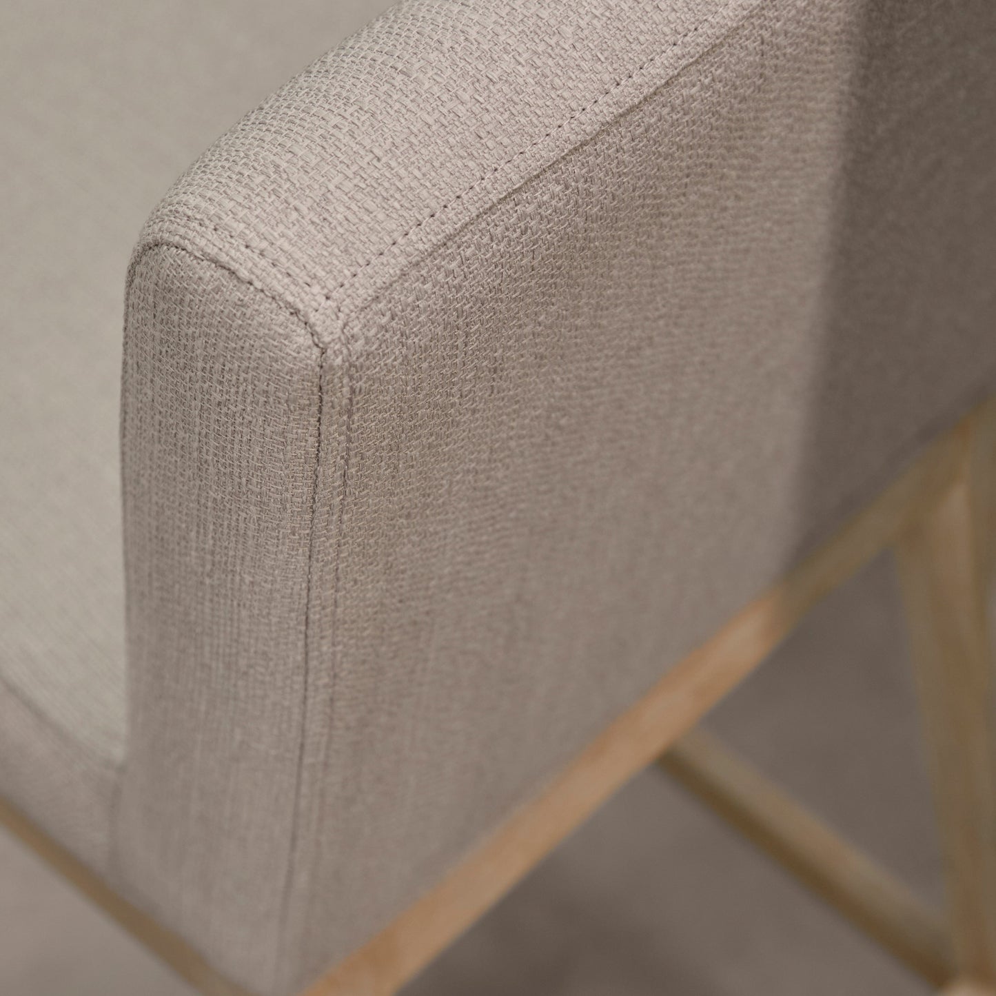 Nolan Fawn Linen Bar Stool - Whitewash Oak Legs - Laura James