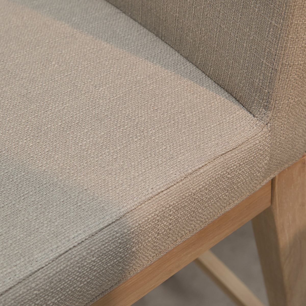 Nolan Fawn Linen Bar Stool - Whitewash Oak Legs - Laura James