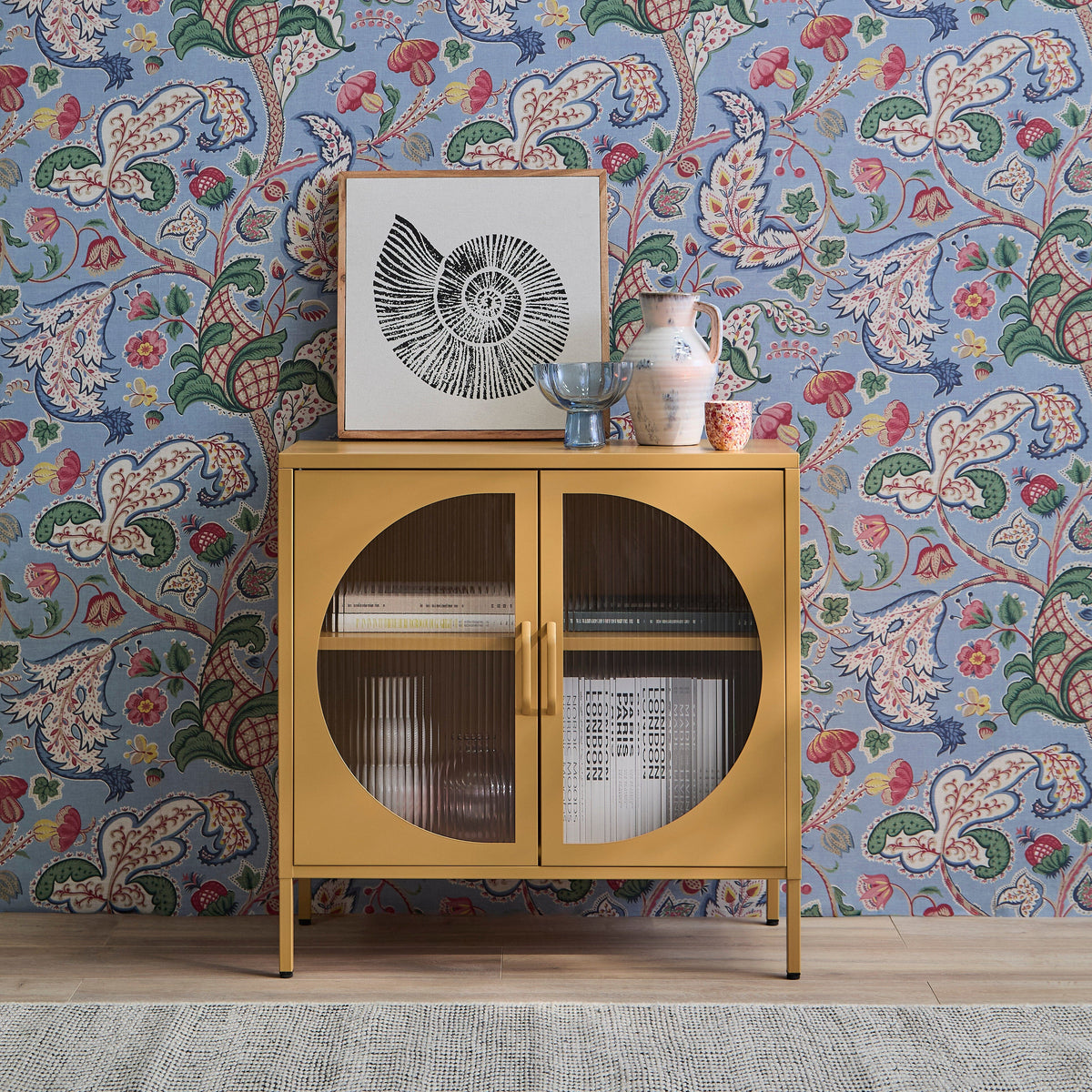 Conan Metal 2 Door Sideboard - Mustard Yellow - Laura James