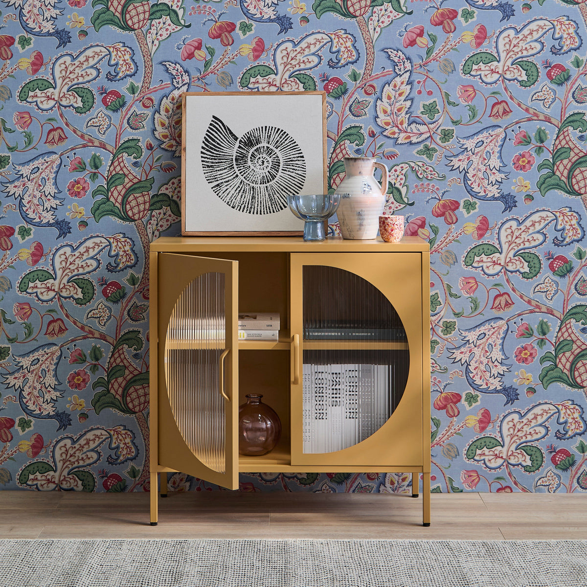 Conan Metal 2 Door Sideboard - Mustard Yellow - Laura James