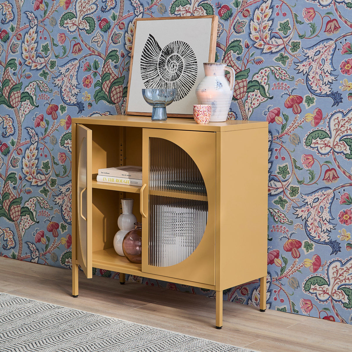 Conan Metal 2 Door Sideboard - Mustard Yellow - Laura James