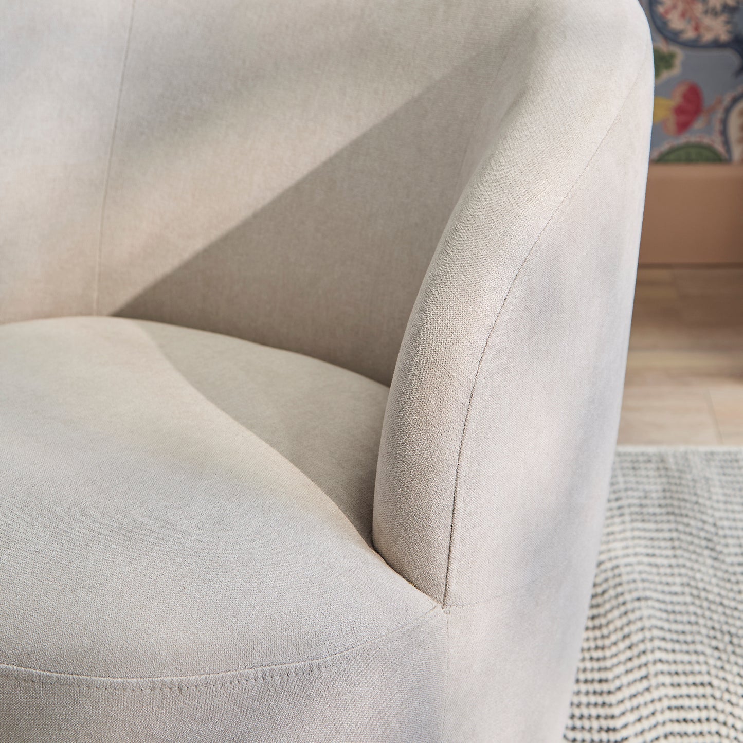 Sawyer 68cm Swivel Armchair - Soft Beige - Laura James