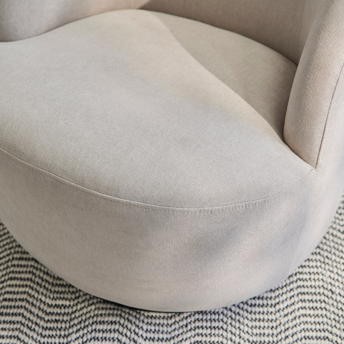 Sawyer 68cm Swivel Armchair - Soft Beige - Laura James