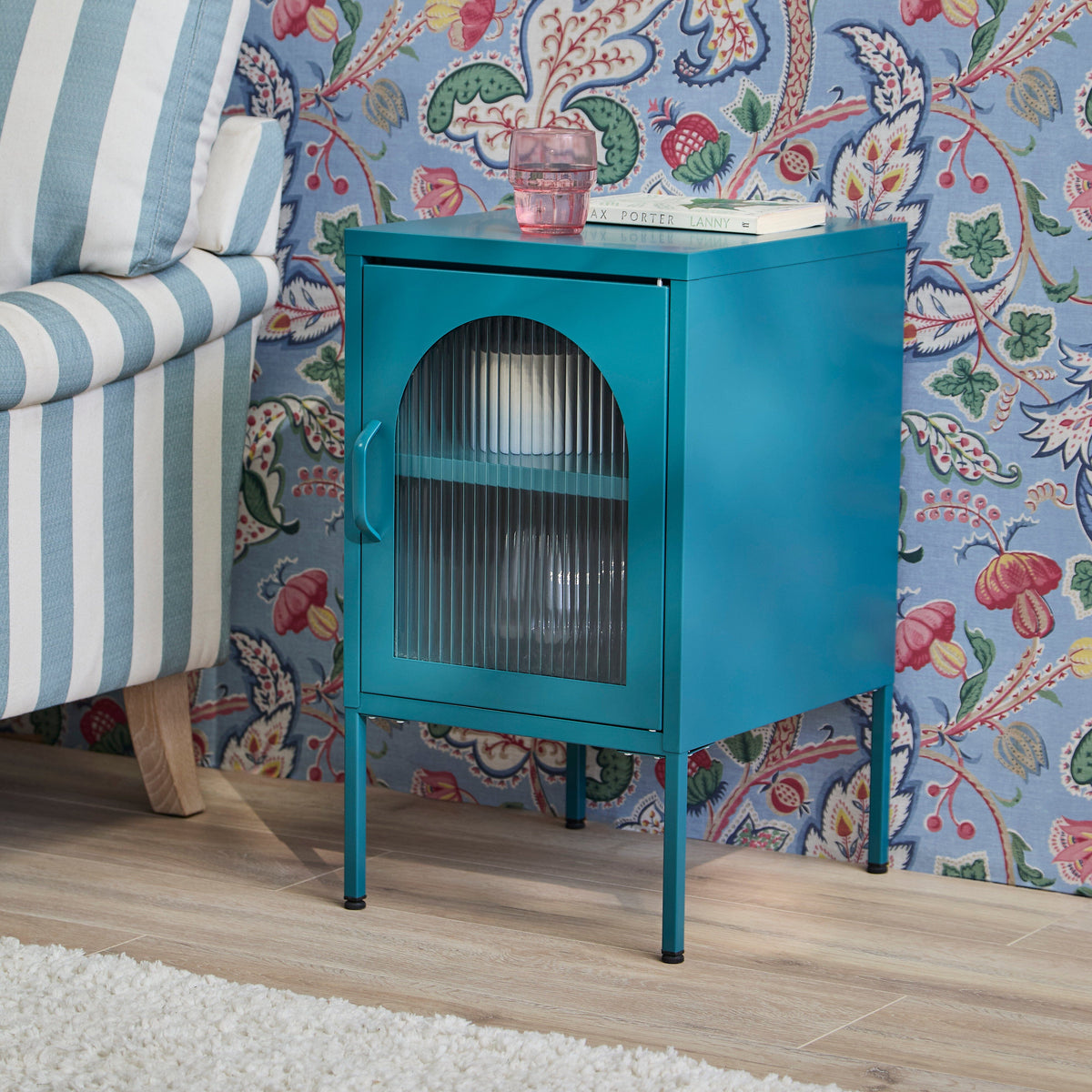 Conan Metal Bedside Table - Lagoon Teal - Laura James