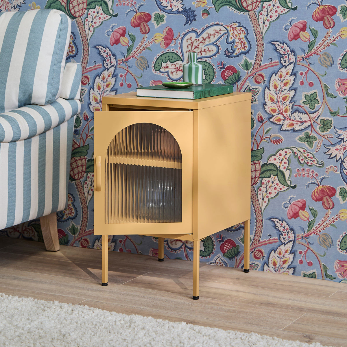 Conan Metal Bedside Table - Mustard Yellow - Laura James