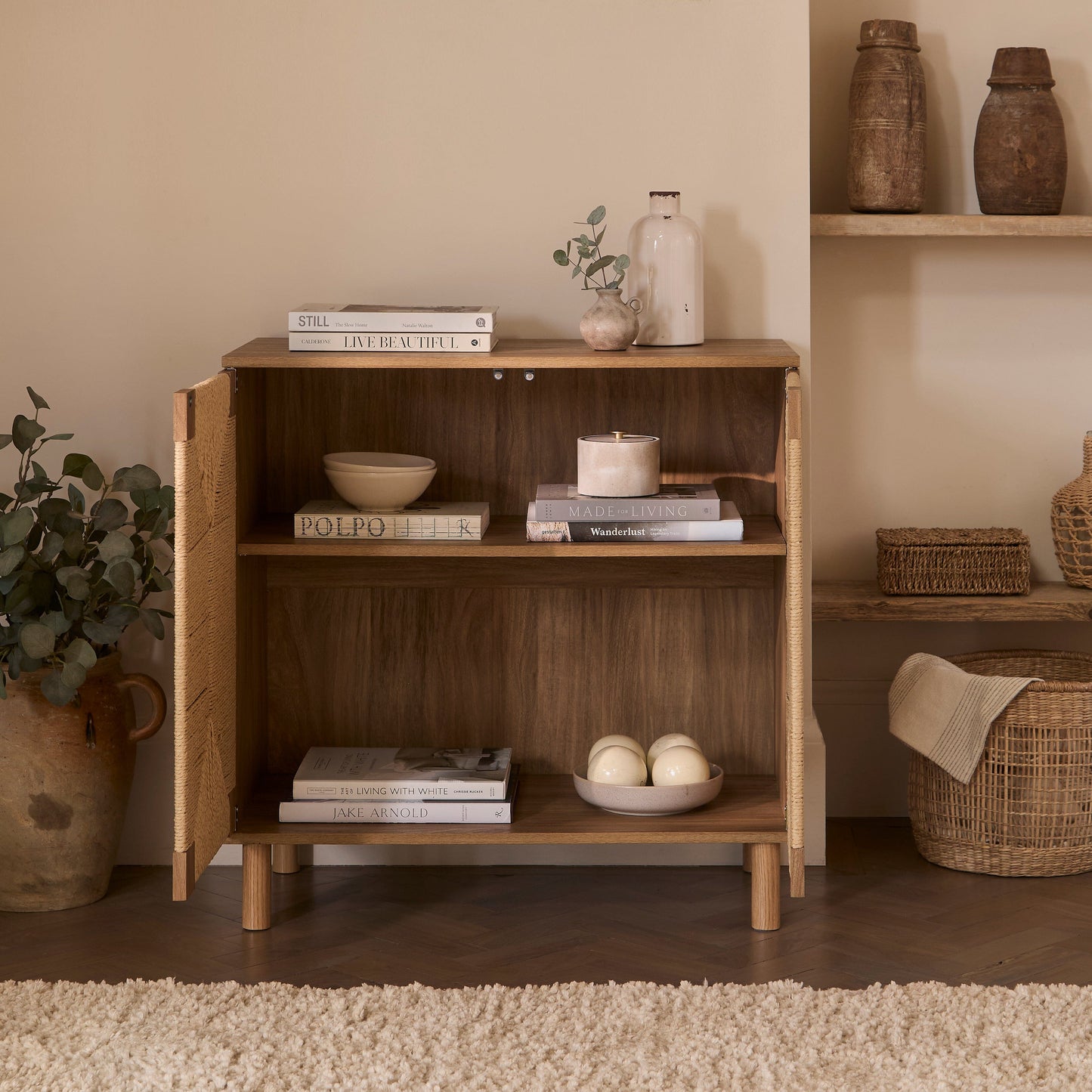 Paloma Natural Weave 2 Door Small Sideboard - Natural Oak - Laura James