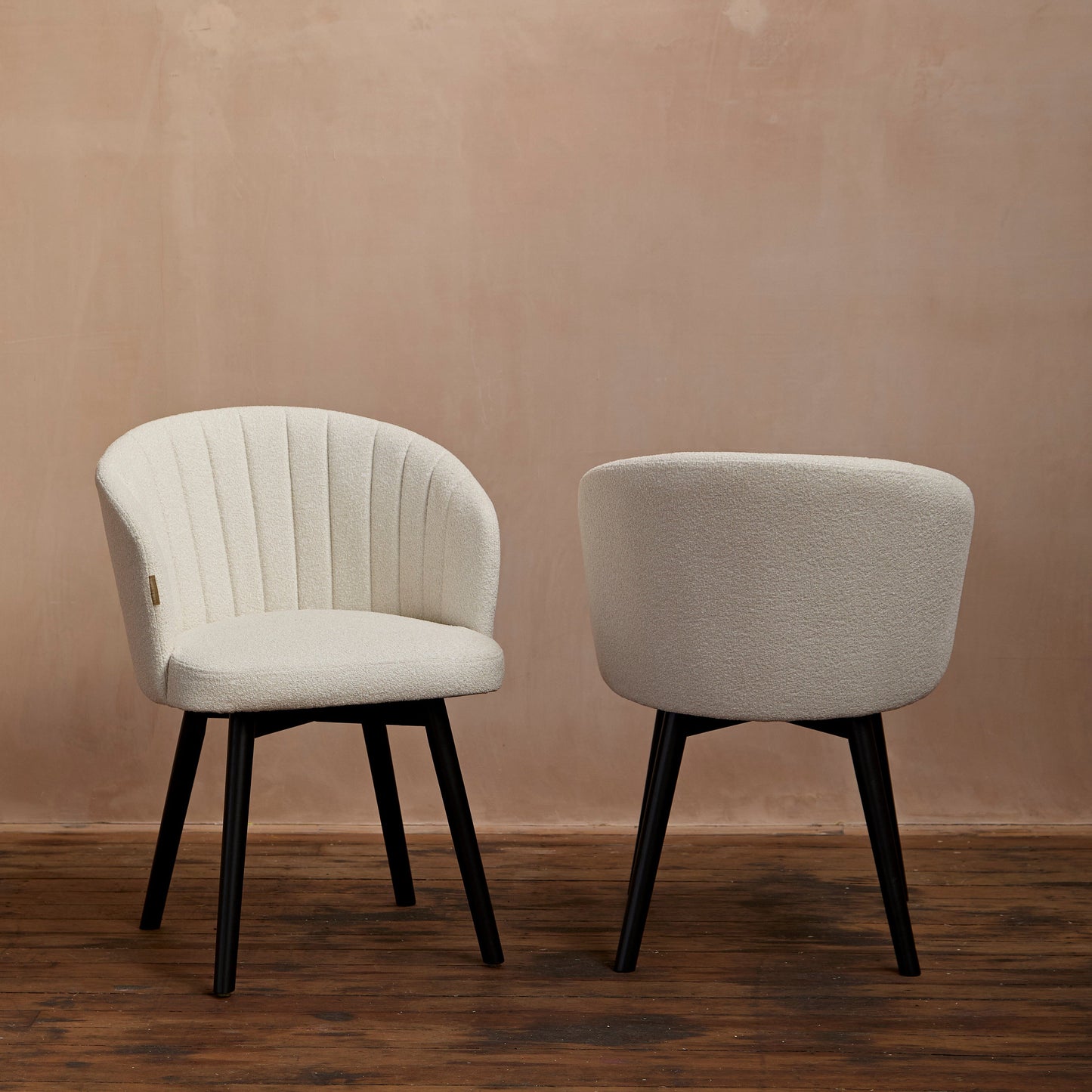 Arabella Boucle Dining Chairs - Set of 2 - Black Oak Legs - Laura James