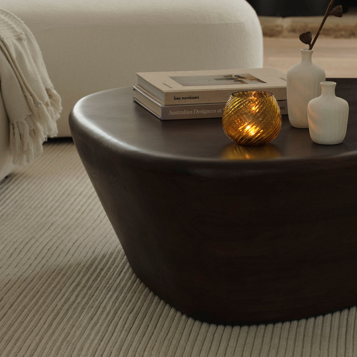 Alder 107cm Coffee Brown Mango Wood Freeform Coffee Table - Laura James