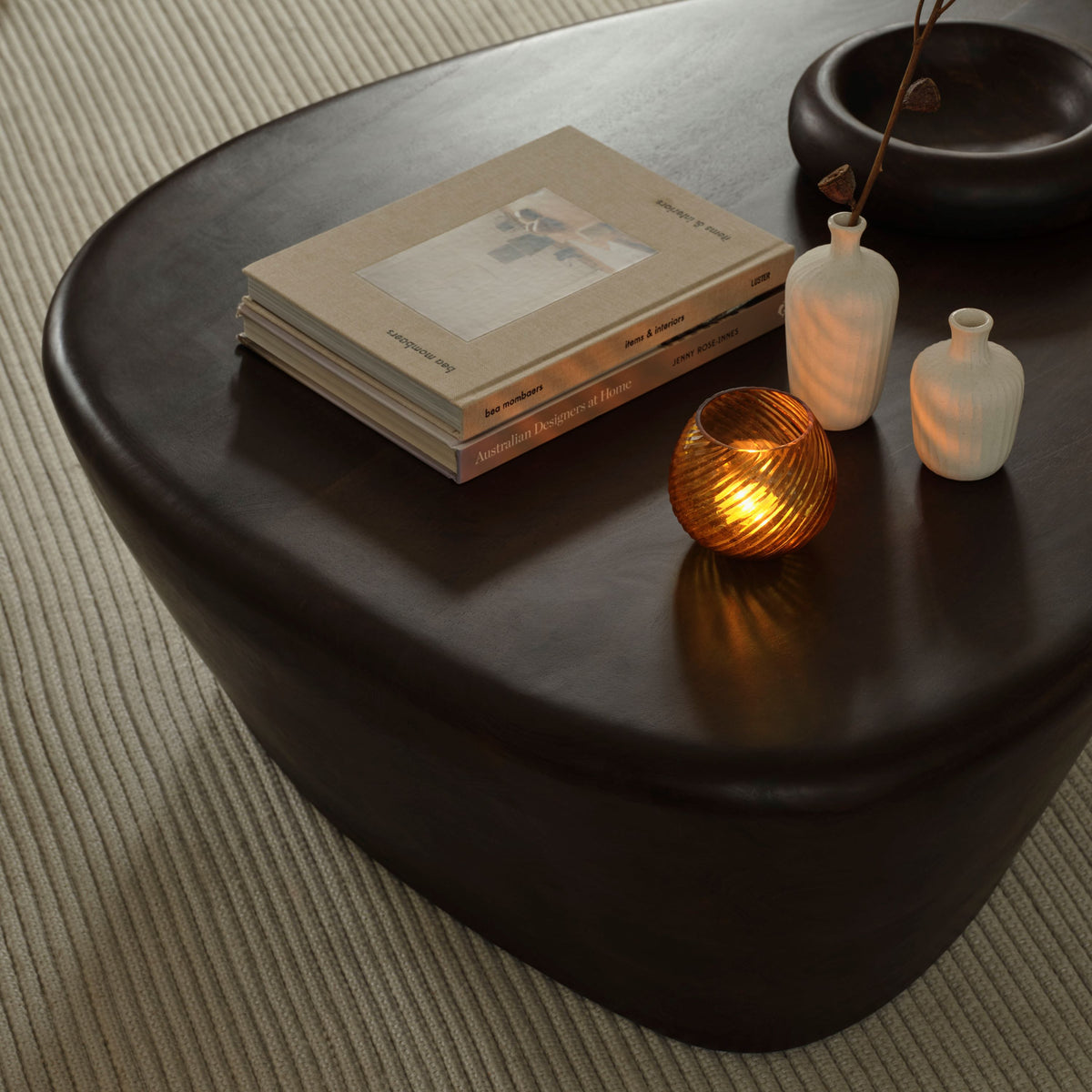 Alder 107cm Coffee Brown Mango Wood Freeform Coffee Table - Laura James