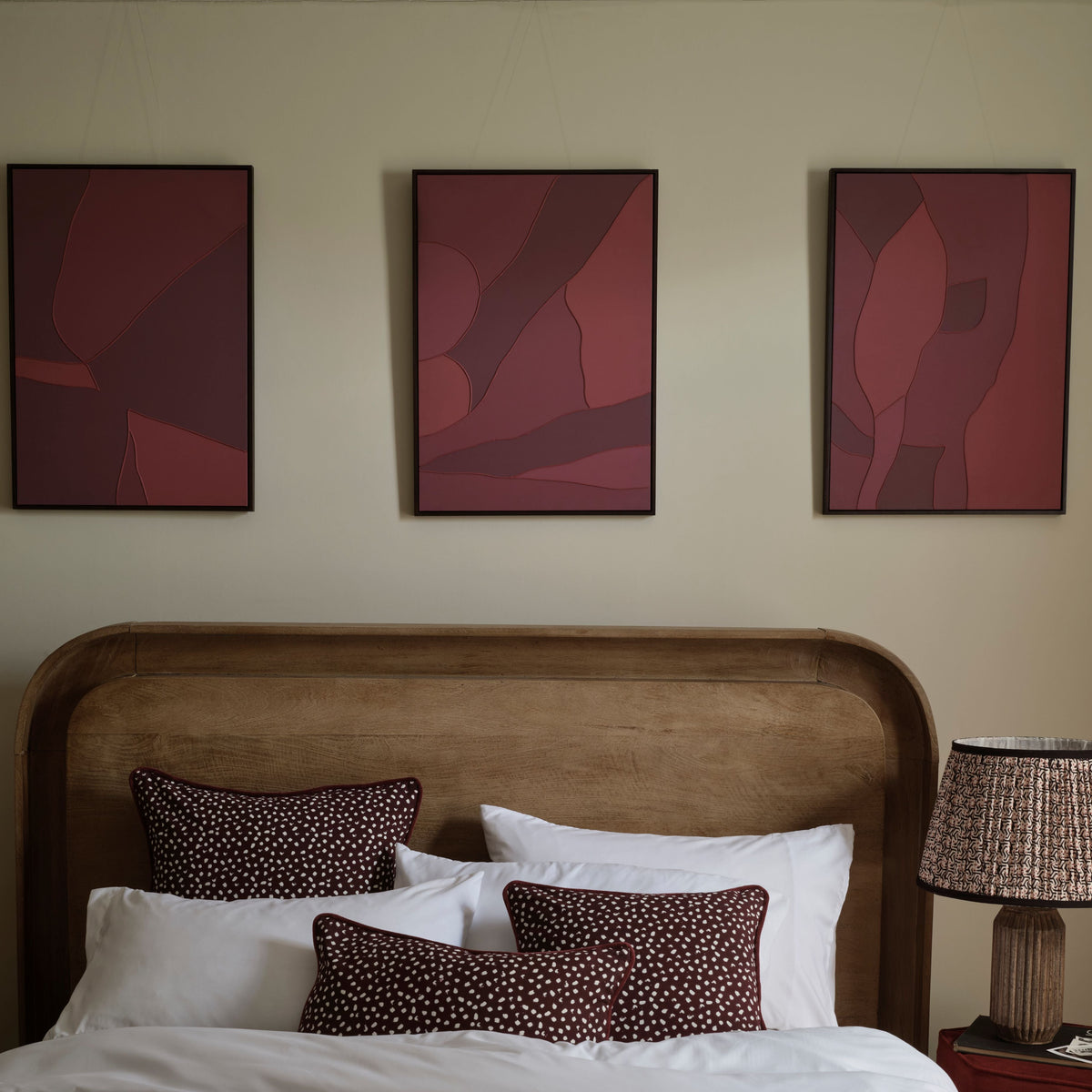 Fray 70x50cm Patchwork Wall Art I - Burgundy