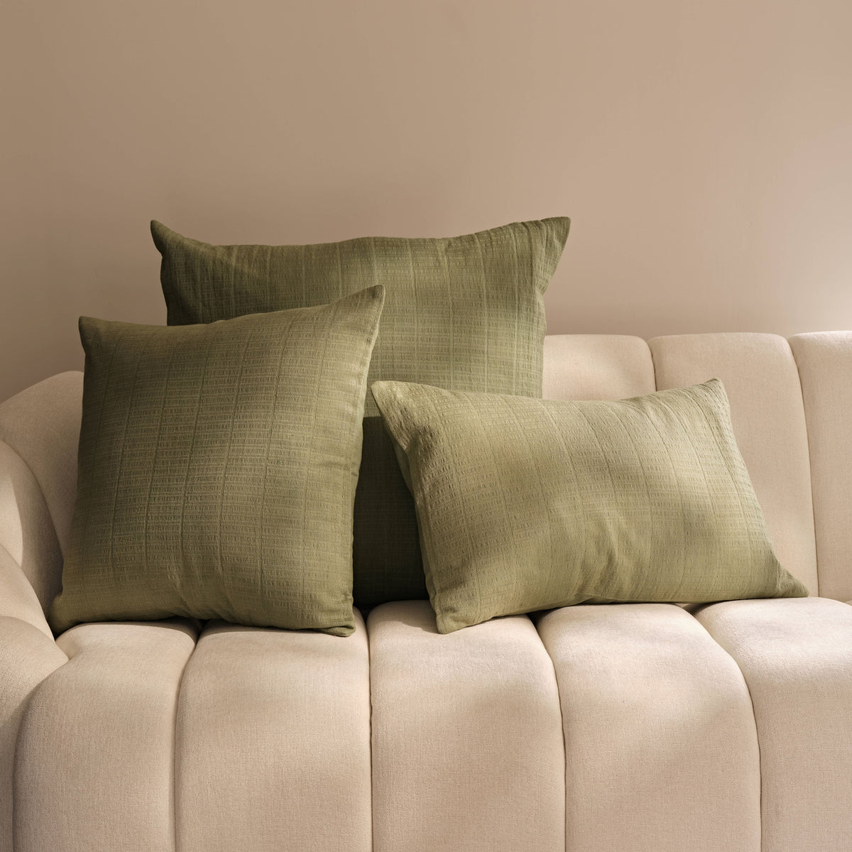 Holbeton 45x45cm Cushion Cover - Olive Green Geometric