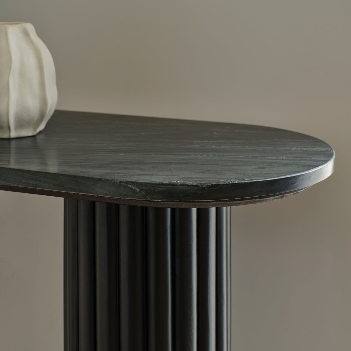 Myla 110cm Console Table - Jet Black with Black Marble - Laura James