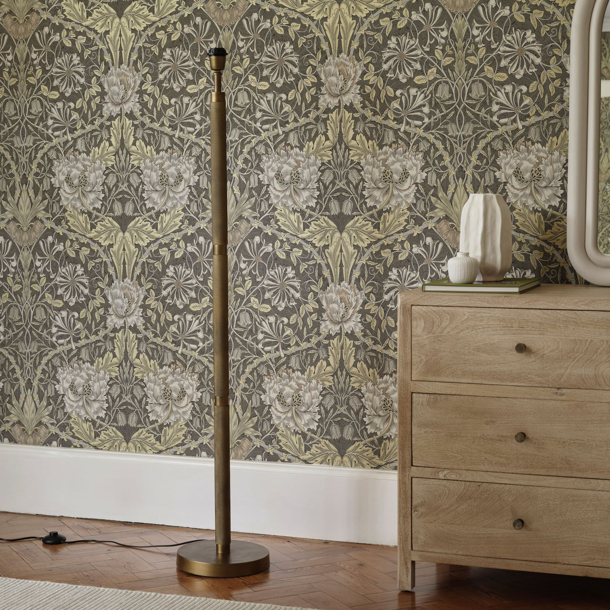 Welham 132cm Metal Floor Lamp Base - Patina Gold - Laura James