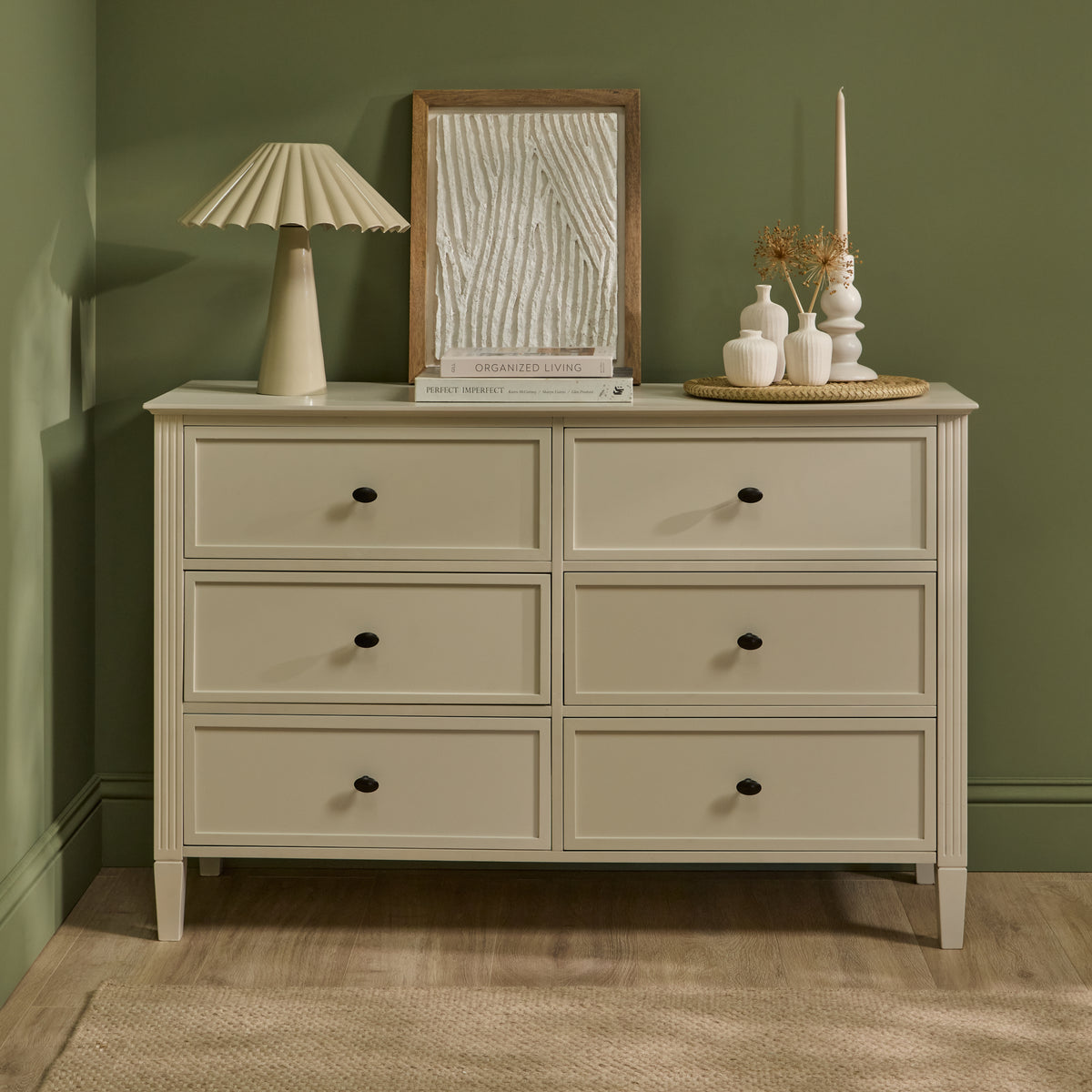 Cambrie 115cm 6 Drawer Chest of Drawers - Oatmeal - Laura James