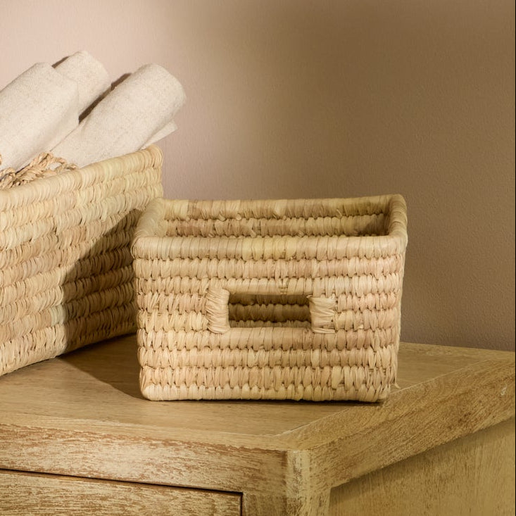 Kasheli 30x25cm Rectangular Basket - Natural Date Leaf