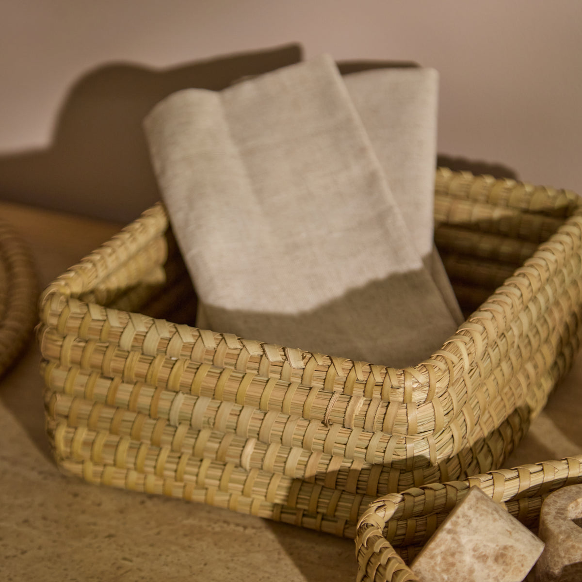 Kalna 22x22cm Square Sea Grass Basket - Natural - Laura James