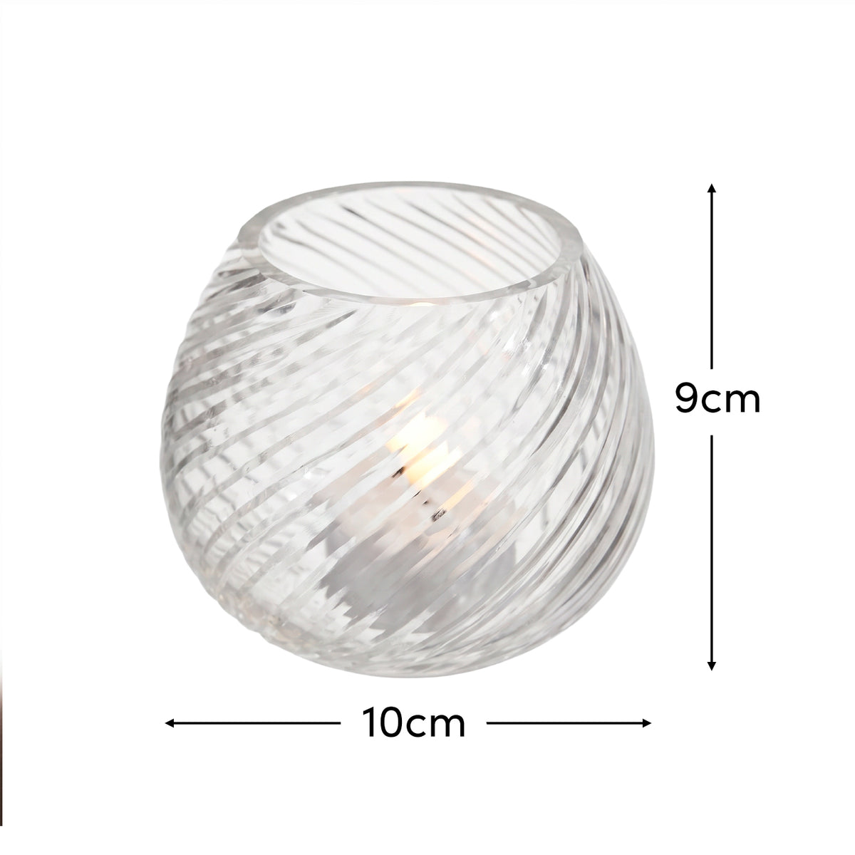Lacaze 10cm Glass Tea Light Holder - Clear - Laura James