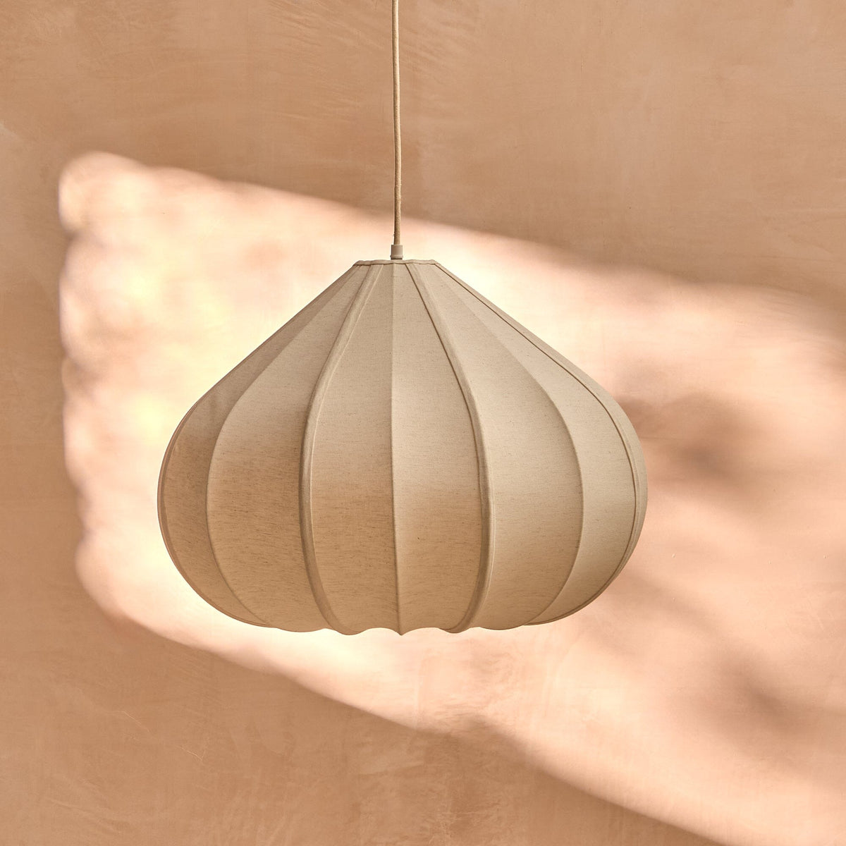 Lahsun 56cm Fabric Pendant Light - Natural - Laura James