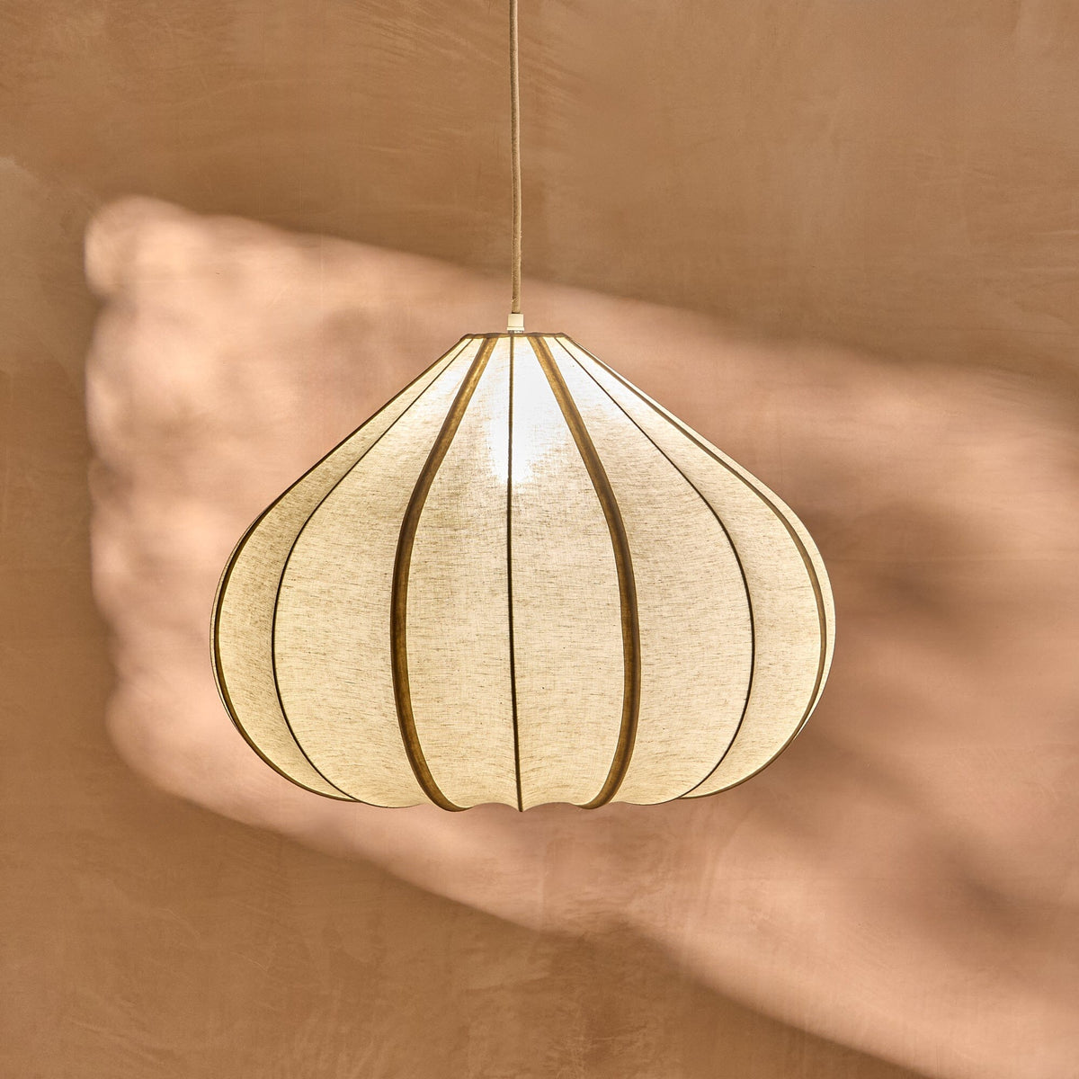 Lahsun 56cm Fabric Pendant Light - Natural - Laura James
