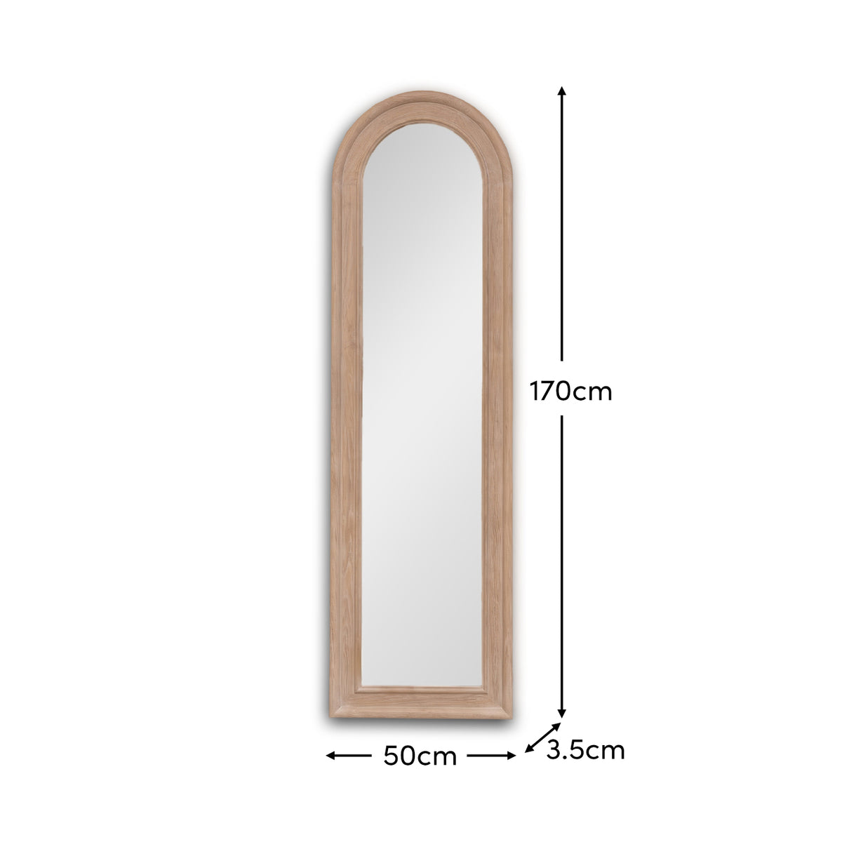 Langton 170x50cm Wooden Arch Floor Mirror - Whitewash - Laura James