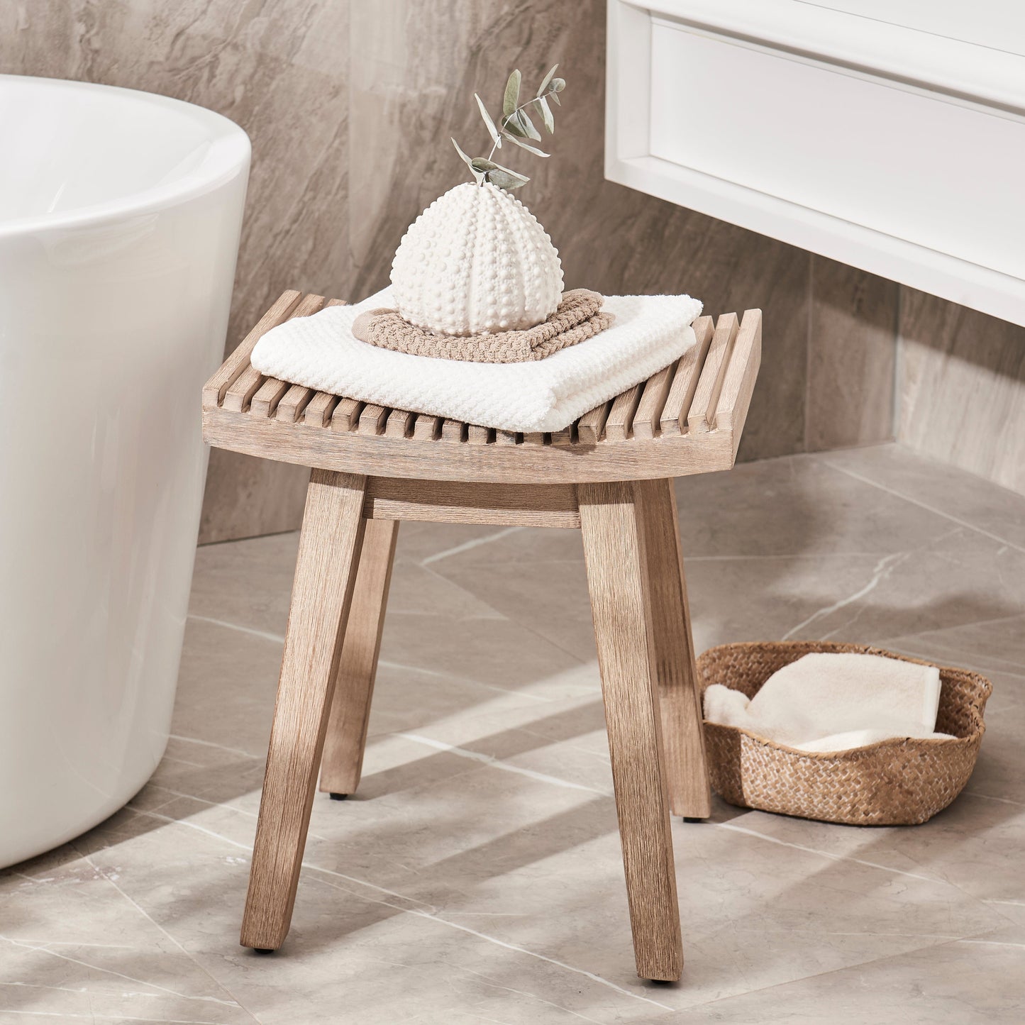 Shiro Wooden Stool - 40cm - Laura James