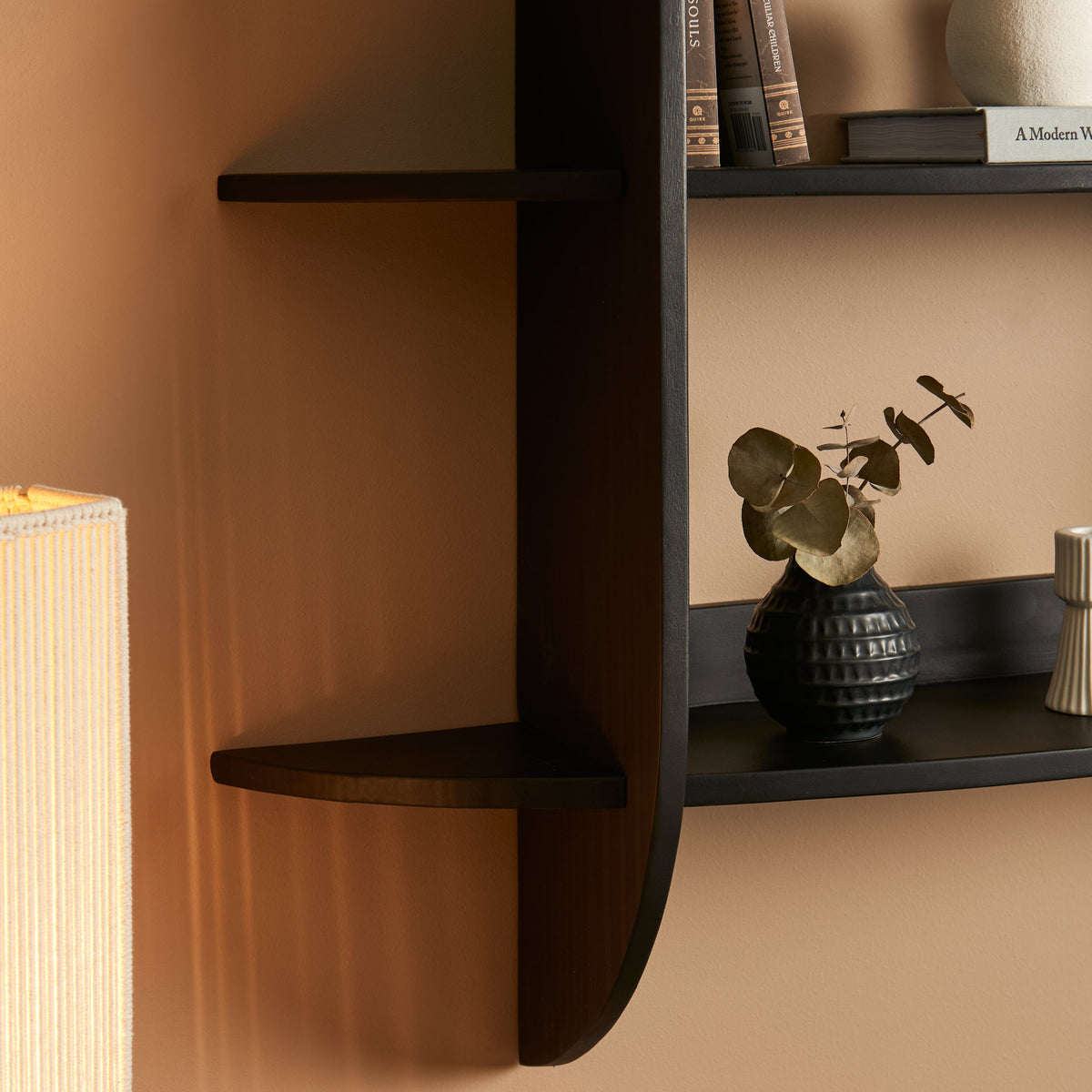 Layla Jet Black Acacia Shelving Unit - Laura James