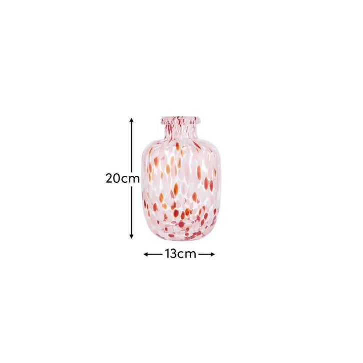 Lazio 20cm Glass Vase - Paprika & Blush Pink Confetti - Laura James