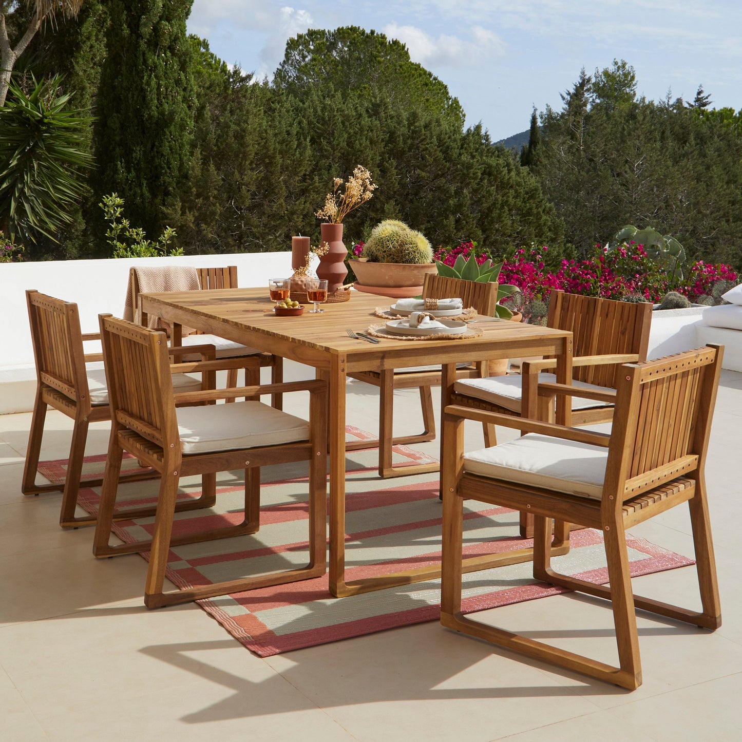 Lennox 8 Seater Wooden Outdoor Dining Set with Cushions - Laura James