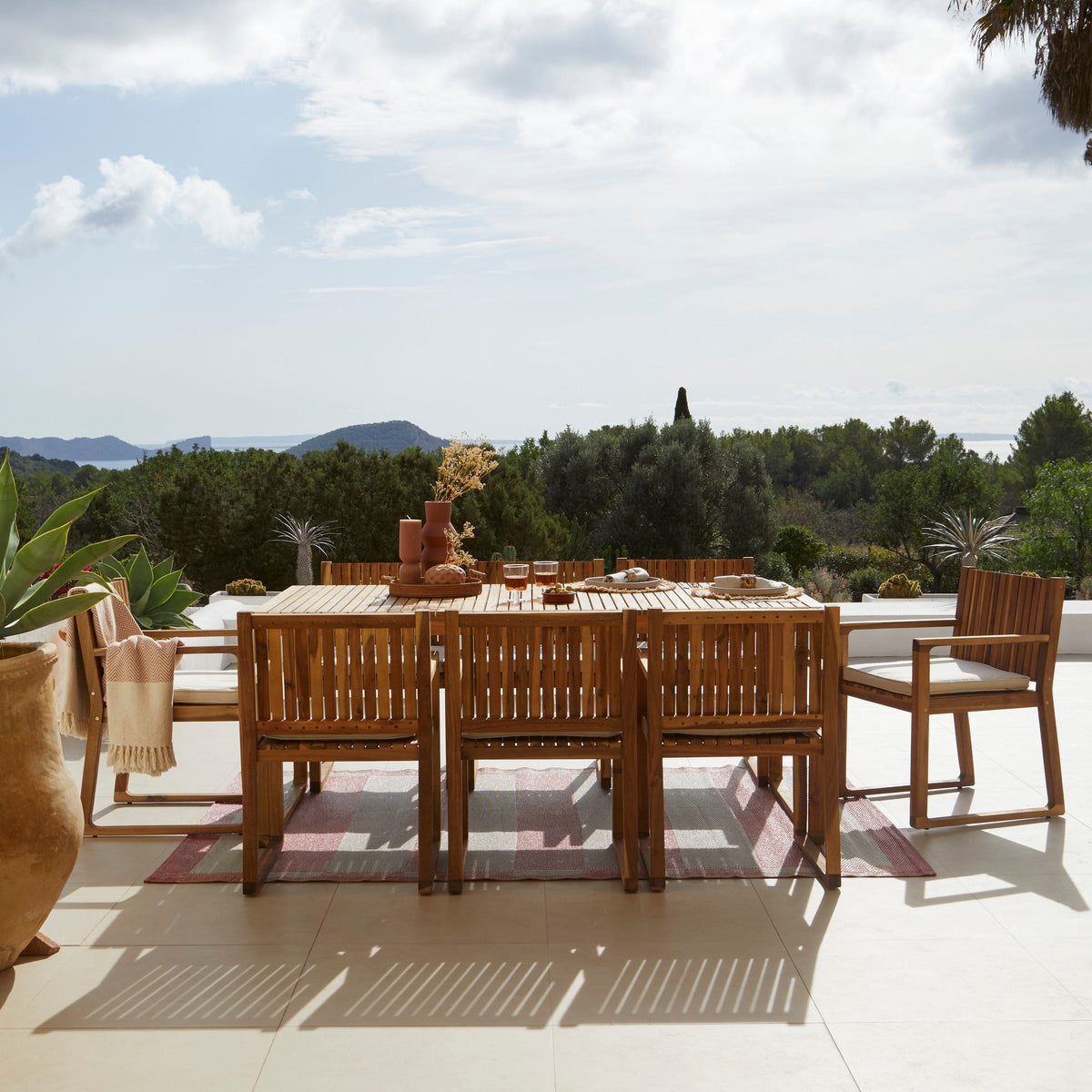 Lennox 8 Seater Wooden Outdoor Dining Set with Cushions - Laura James