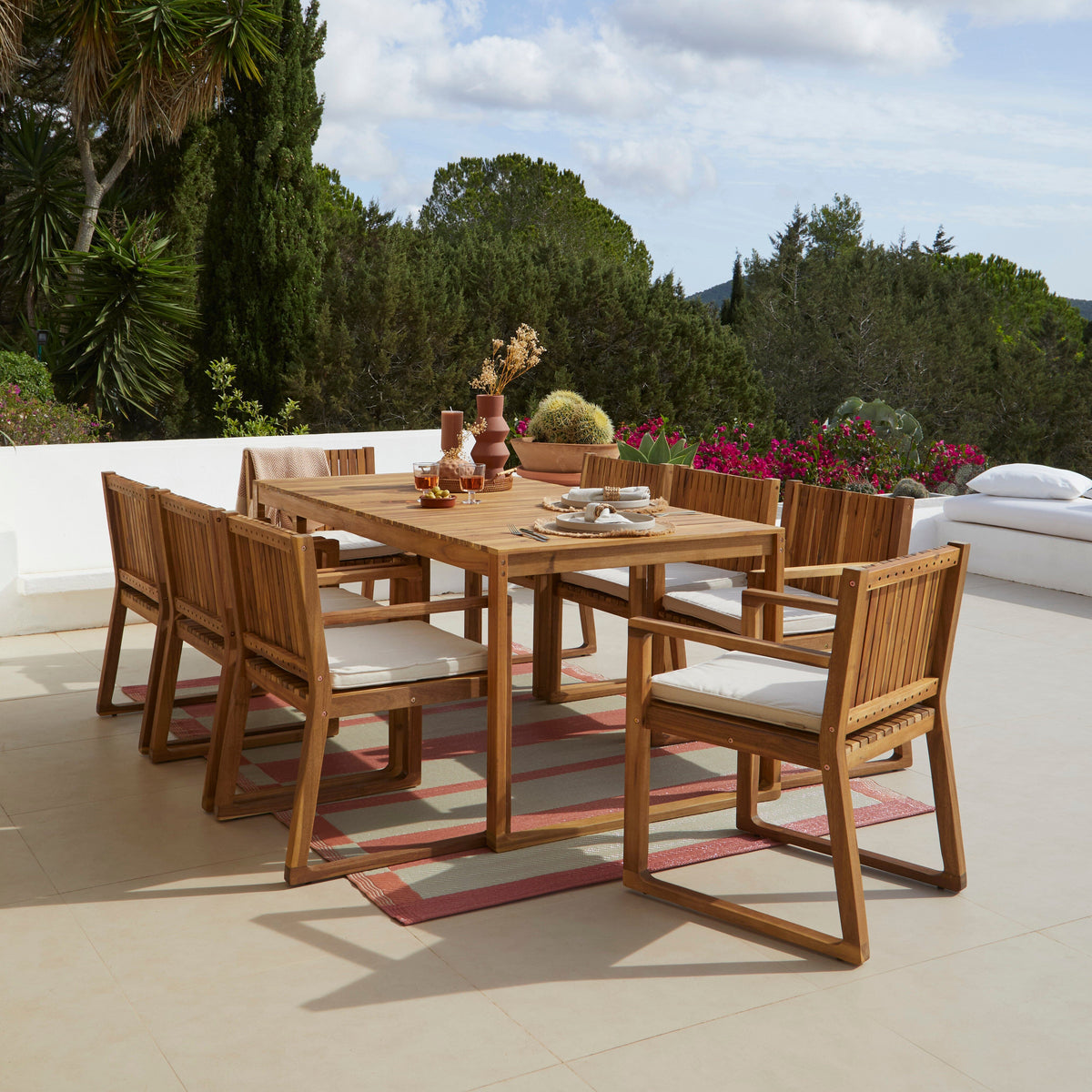 Lennox 8 Seater Wooden Outdoor Dining Set with Cushions - Laura James