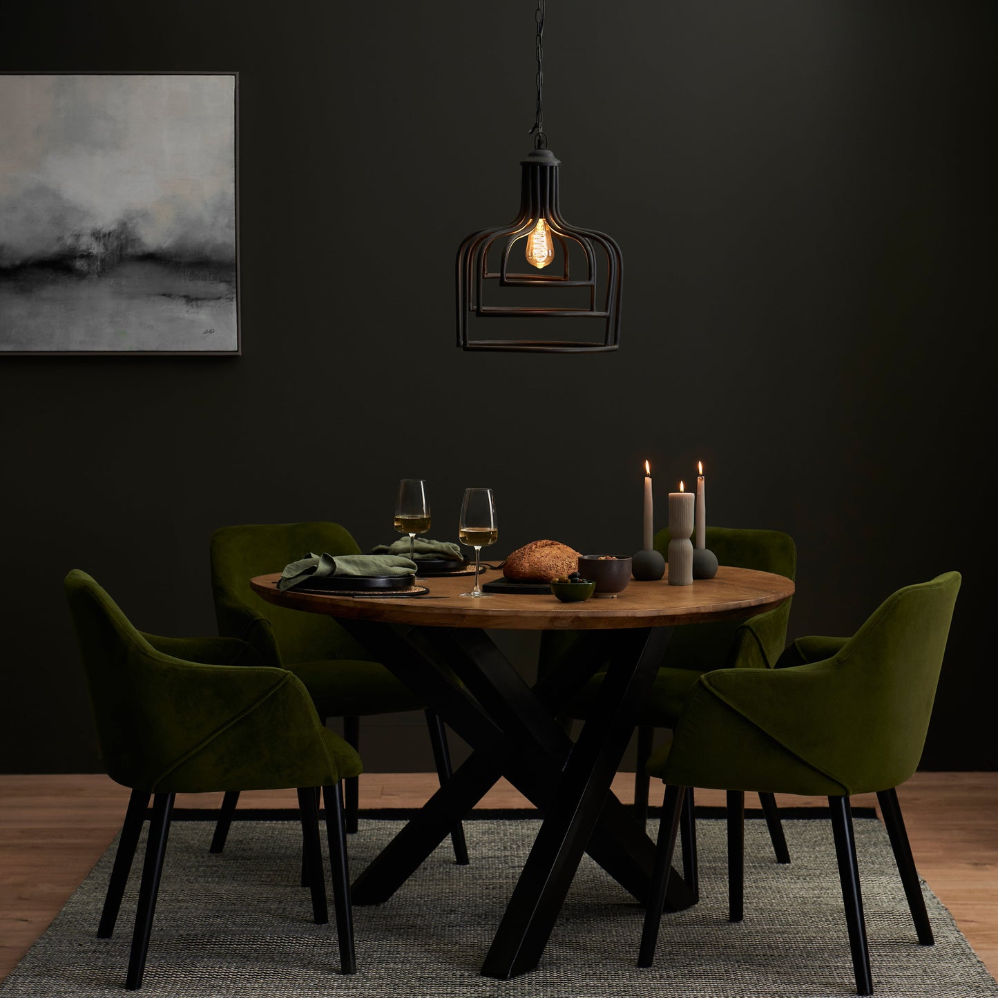 Hatherden 44.5cm Metal Pendant Light - Black - Laura James