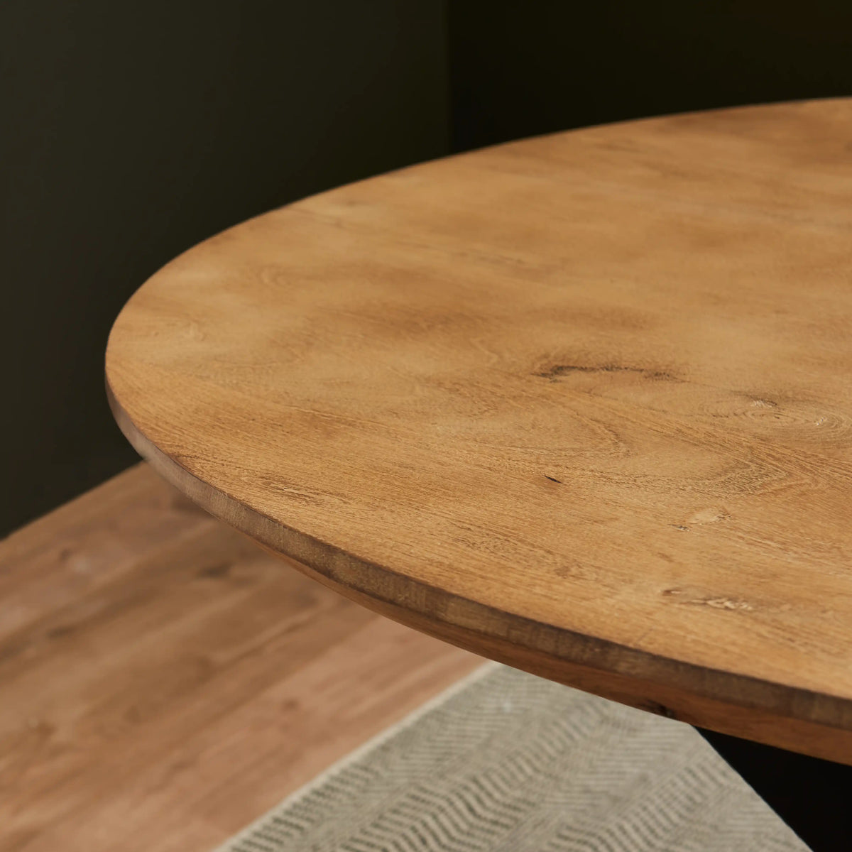 Levi Round Chalked Mango Wood Dining Table with Black Legs - Laura James
