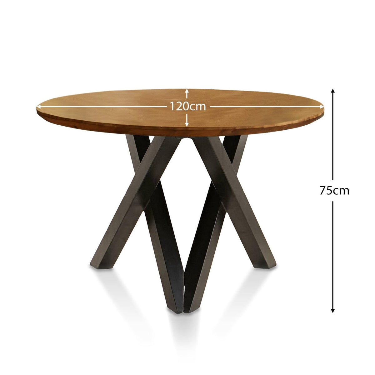 Levi Round Chalked Mango Wood Dining Table with Black Legs - Laura James